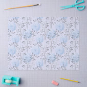 ブルーフラワーズオンライトブルーデコパージュ 薄葉紙 (クラフト)