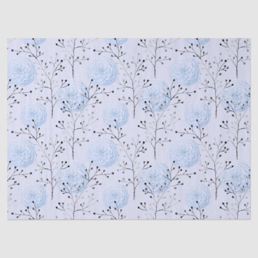 ブルーフラワーズオンライトブルーデコパージュ 薄葉紙 (正面)