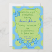 ブルーフラワーズカワイトベビーシャワー招待状 招待状 (裏面)