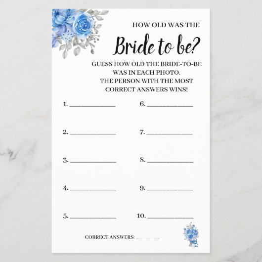 ブルーフラワーズシャワーゲームカードは何歳でしたか? チラシ (正面)