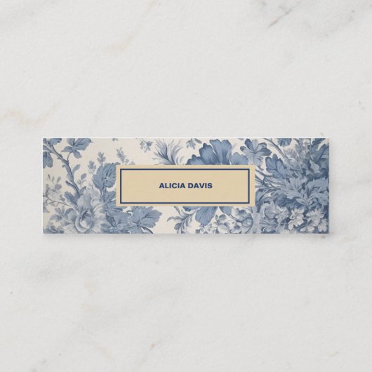 ブルーフラワーズトイレデジュイあなたの名前のミニブックマーク スキニー名刺 (裏面)