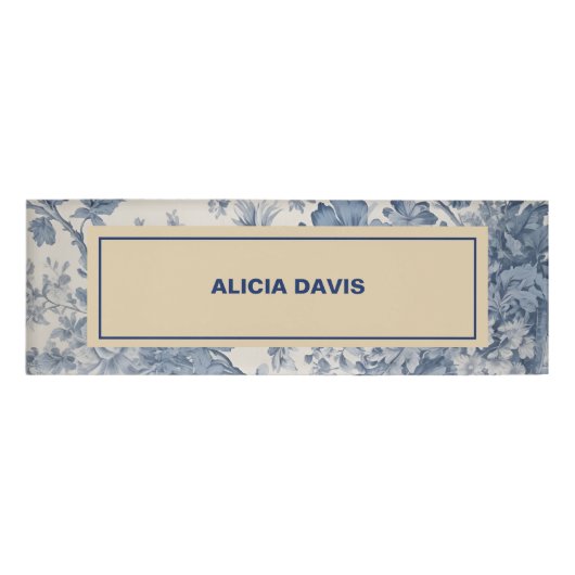 ブルーフラワーズトイレデジュイあなたの名前のミニブックマーク 名札 (正面)
