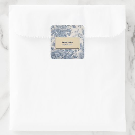 ブルーフラワーズトイレデジュイあなたの名前 スクエアシール (バッグ)