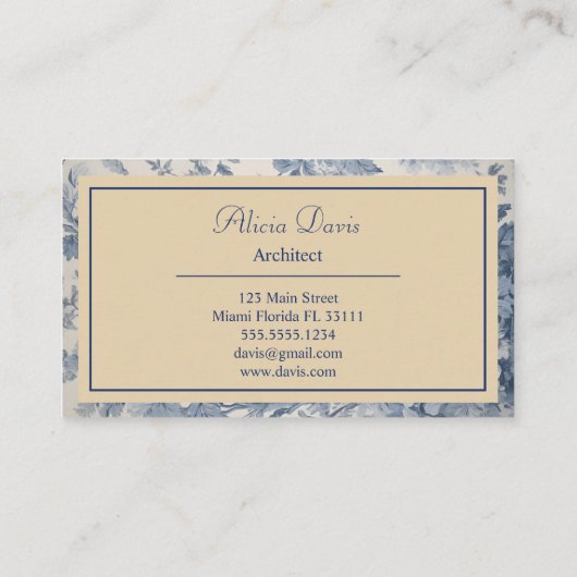 ブルーフラワーズトイレデジュイあなたの名前 名刺 (裏面)