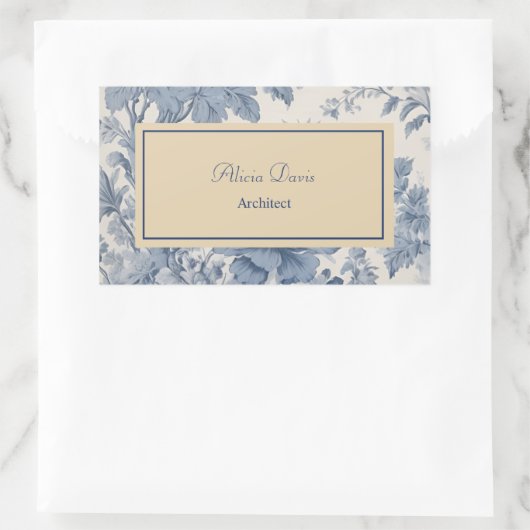 ブルーフラワーズトイレデジュイあなたの名前 長方形シール (バッグ)