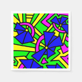 ブルーフラワーズドードルアート スタンダードカクテルナプキン