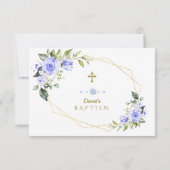 ブルーフラワーズフレームクロスボーイバプテスマ サンキューカード (裏面)