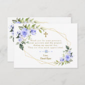 ブルーフラワーズフレームクロスボーイバプテスマ サンキューカード (正面/裏面)