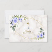 ブルーフラワーズフレームクロスマーブルボーバプテスマ サンキューカード (裏面)