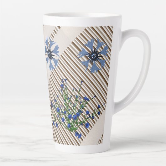 ブルーフラワーズフローラストライプラテマグ カフェラテマグ (右)
