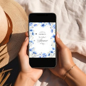 ブルーフラワーズフローラフレームブライダルシャワーへようこそ ポスター