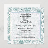 ブルーフラワーズベビーシャワー招待状 招待状 (正面/裏面)