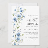 ブルーフラワーズボタニカルウォーターブライダルシャワー 招待状 (正面)