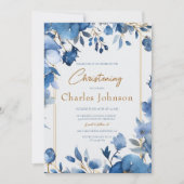 ブルーフラワーズボーイフローラ《キリスト教》洗礼式や命名式 招待状 (正面)