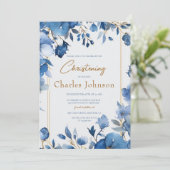 ブルーフラワーズボーイフローラ《キリスト教》洗礼式や命名式 招待状 (スタンド正面)