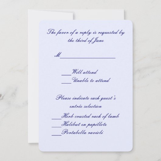 ブルーフラワーズメイソンジャースレスポンスカード 招待状 (裏面)