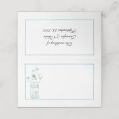 ブルーフラワーズメイソン結婚ジャーの折り畳み座席表 プレイスカード (外部開封)