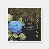 ブルーフラワーズモダン結婚カクテルナプキン スタンダードカクテルナプキン (正面)