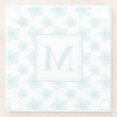 ブルーフラワーズモノグラムイニシャル ガラスコースター (裏面)