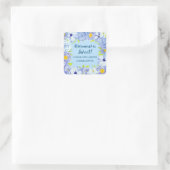 ブルーフラワーズリタイアメントパーティーの好意ラベル スクエアシール (バッグ)