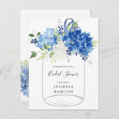 ブルーフラワーズリボンメイスンジャーブライダルはがき ポストカード (正面/裏面)