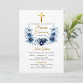 ブルーフラワーズリースファーストコミューンスペインのイン 招待状 (スタンド正面)