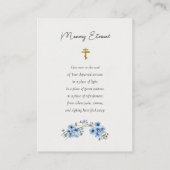 ブルーフラワーズリース正当葬儀祈りの言葉カード プレイスカード (裏面)