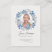 ブルーフラワーズリース正当葬儀祈りの言葉カード プレイスカード (正面)