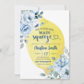 ブルーフラワーズレモンメインスクイーズブライダルシャワー 招待状 (正面)