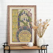 ブルーフラワーズヴィンテージアールヌーボースタイル ポスター