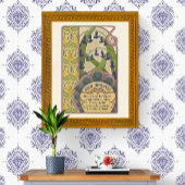 ブルーフラワーズヴィンテージアールヌーボースタイル ポスター