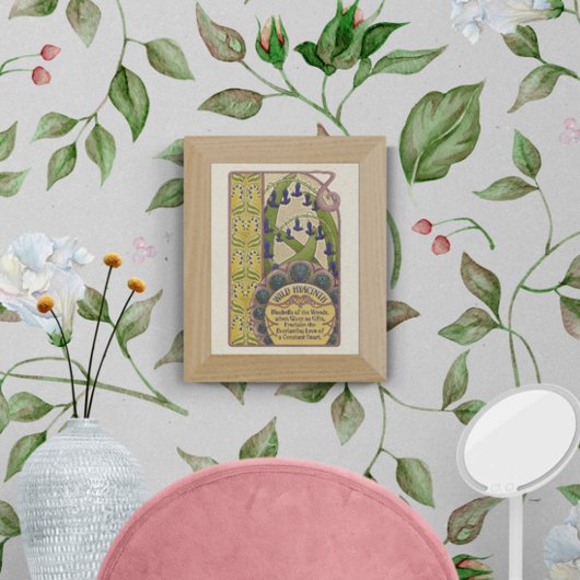 ブルーフラワーズヴィンテージアールヌーボースタイル ポスター