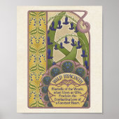 ブルーフラワーズヴィンテージアールヌーボースタイル ポスター (正面)