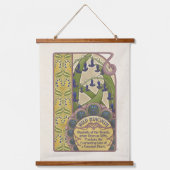 ブルーフラワーズヴィンテージアールヌーボースタイル 吊り下げ型タペストリー (正面)