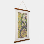 ブルーフラワーズヴィンテージアールヌーボースタイル 吊り下げ型タペストリー (傾斜あり)