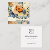 ブルーフラワーズヴィンテージバタフライサンキューロゴ スクエア名刺 (正面/裏面)