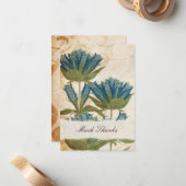 ブルーフラワーズヴィンテージ結婚式ありがとうございます ノートカード (正面/裏面インサイチュ)