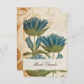 ブルーフラワーズヴィンテージ結婚式ありがとうございます ノートカード (正面/裏面)