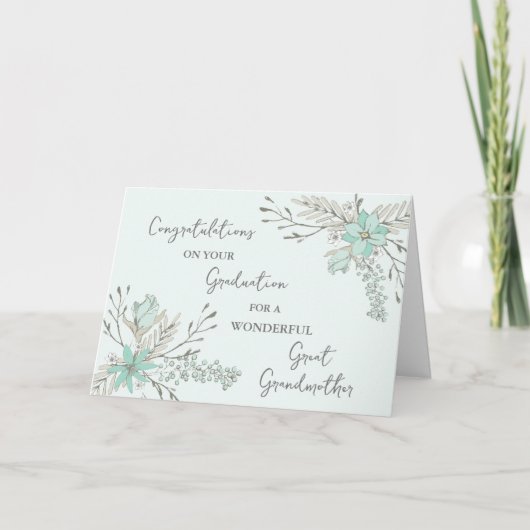 ブルーフラワーズ素晴らし祖母の卒業 カード (正面)