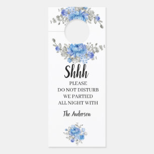 ブルーフラワーズ結婚ウェルカムドアハンガー ドアノブサイン