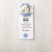 ブルーフラワーズ結婚ウェルカムドアハンガー ドアノブサイン (ノブ)