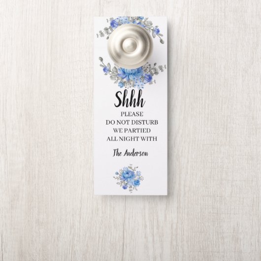 ブルーフラワーズ結婚ウェルカムドアハンガー ドアノブサイン (ノブ)