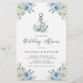 ブルーフラワーズ航海のウェディングシャワー招待状 (正面)