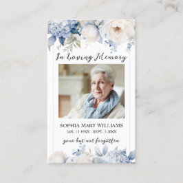 ブルーフラワーズ葬儀記念祈りの言葉フォトカード 名刺