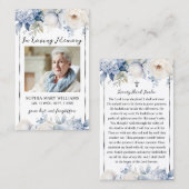 ブルーフラワーズ葬儀記念祈りの言葉フォトカード 名刺 (正面/裏面)