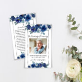 ブルーフラワーズ葬儀記念祈りの言葉フォトカード 名刺