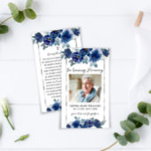 ブルーフラワーズ葬儀記念祈りの言葉フォトカード 名刺