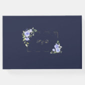 ブルーフラワーズ金ゴールドグリッター結婚フレーム ゲストブック (裏面)