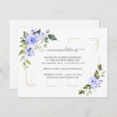 ブルーフラワーズ金ゴールド結婚グリッター宿泊施設 エンクロージャーカード (正面/裏面)