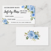 ブルーフラワーセーフティピンの数ベビーゲームカード プレイスカード (正面/裏面)